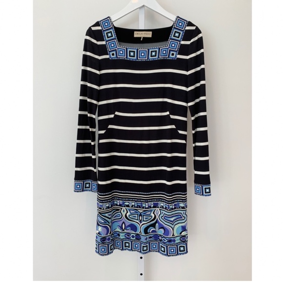 EMILIO PUCCI BLACK & WHITE DRESS MODEL 51RL85 SIZE  IT 46 / US 12 NWOTS! - Picture 1 of 16